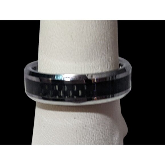 JSFG Tungsten Carbide Fiber Inlay Men's Wedding Ring 6mm Size 9 - Picture 6 of 13